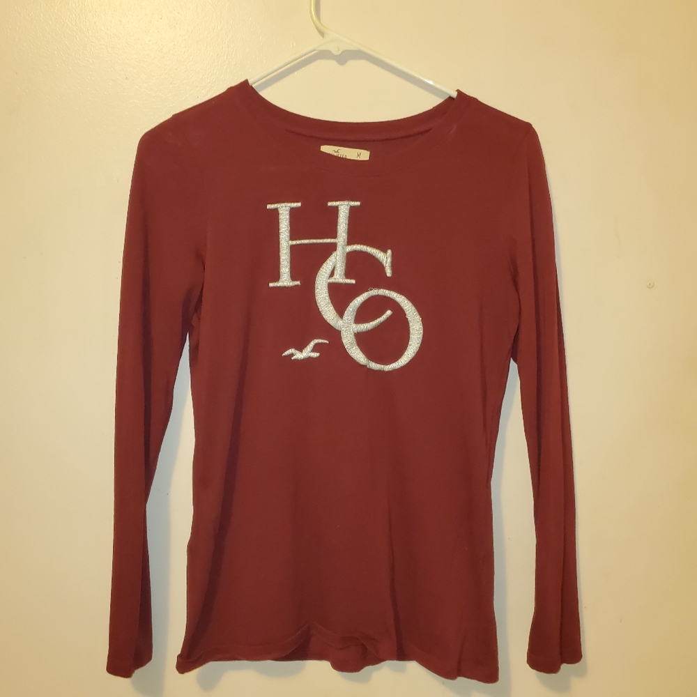 Maroon Holister Logo Long sleeve